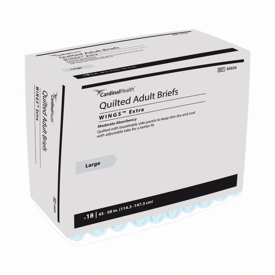 Cardinal Health, Quilted Adult Briefs, Wings™ Extra, Large, 45" - 58"