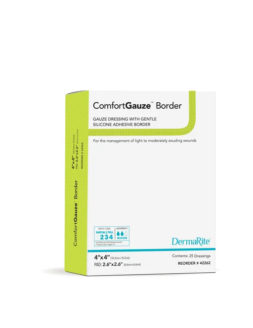DermaRite ComfortGauze Silicone Border Gauze Dressing