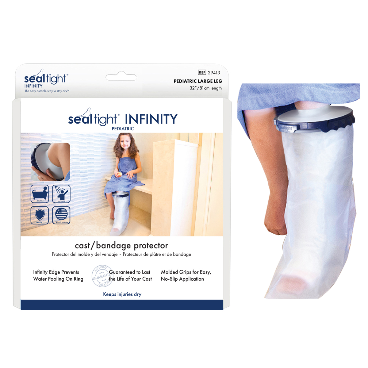 Brownmed Seal-Tight Infinity Cast Protector, Pediatric, 32" Large Leg