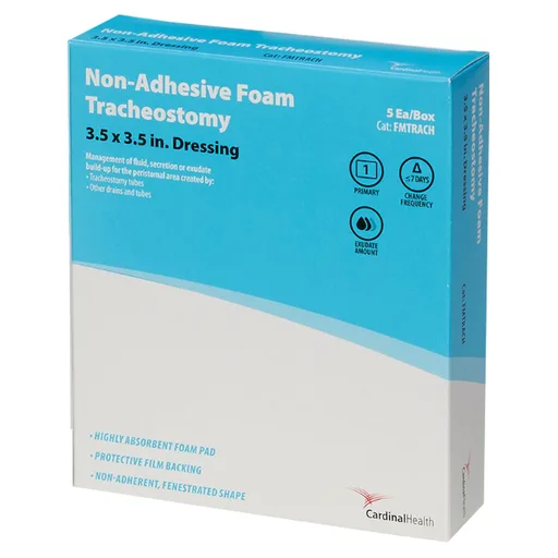 Cardinal Health Kendall Silicone Non-Bordered Foam Tracheostomy Dressing