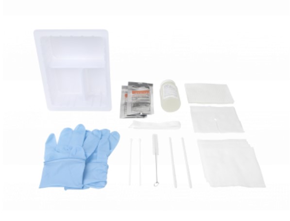 Dynarex Tracheostomy Care Kit, Three Compartment Tray with Nitrile Gloves and Saline and Peroxide