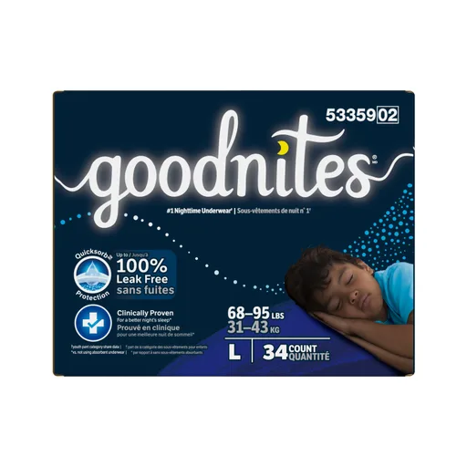 Goodnites Youth Pants for Boys, Large, Giga Pack
