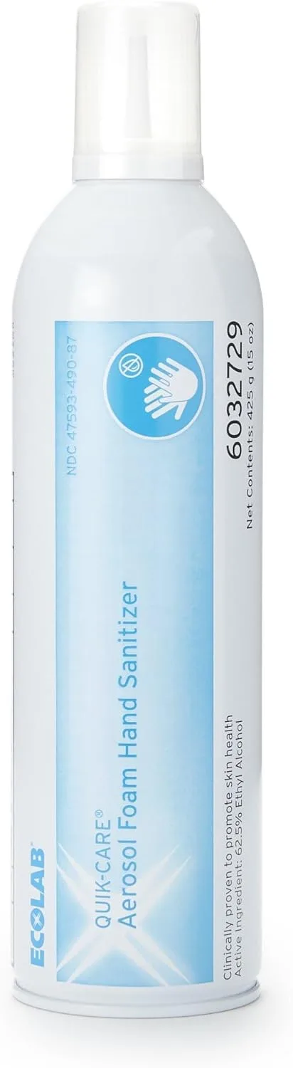 Ecolab Quik-Care Aerosol Foam Hand Sanitizer, 15 oz
