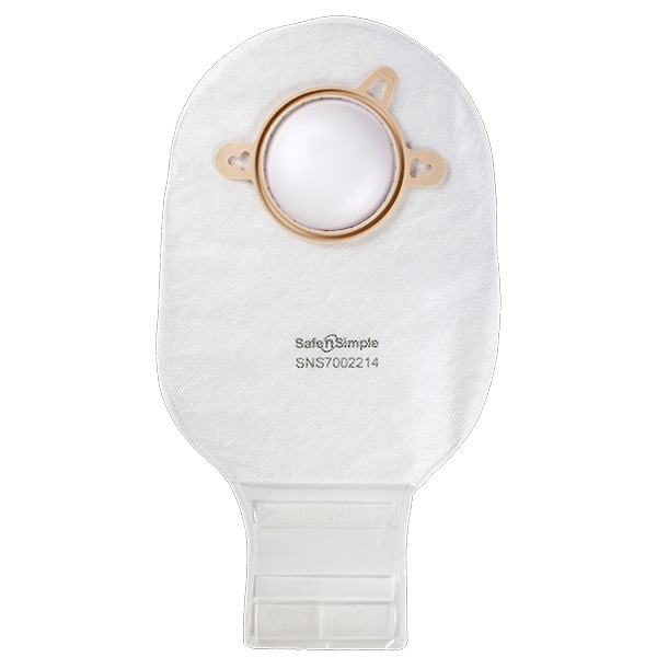 Simpurity 12" Drainable 2-Piece Pouch, Transparent, 57mm, 2-1/4" Flange, Belt Tabs, Velcro Closure