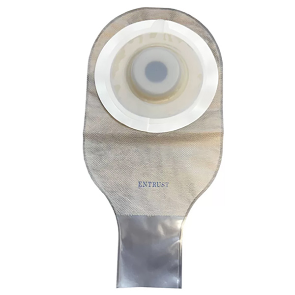 Entrust 12" Drainable Pouch, Transparent, Clip, Extended Wear, Convex, 1" PS With Belt Tabs, and One Curved Tail Closure