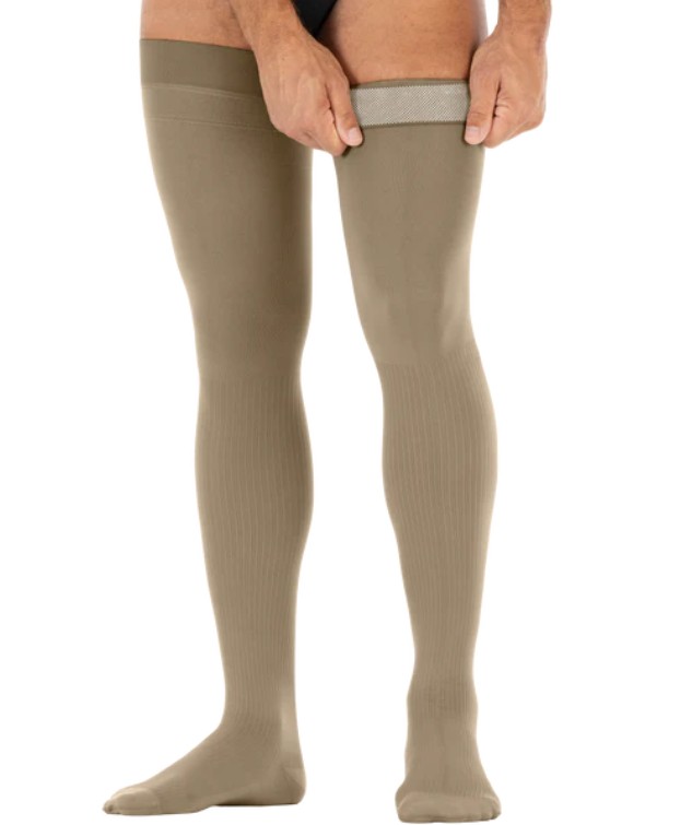 Jobst For Men Thigh High, Dotted, 20-30 mmHg, Closed Toe, Khaki, XL - REPLACES BI115403