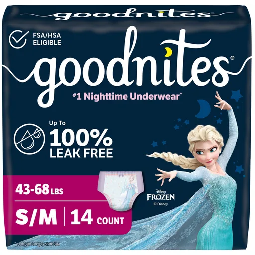 GoodNites Bedtime Bedwetting Underwear for Girls, S-M, 14 Ct.