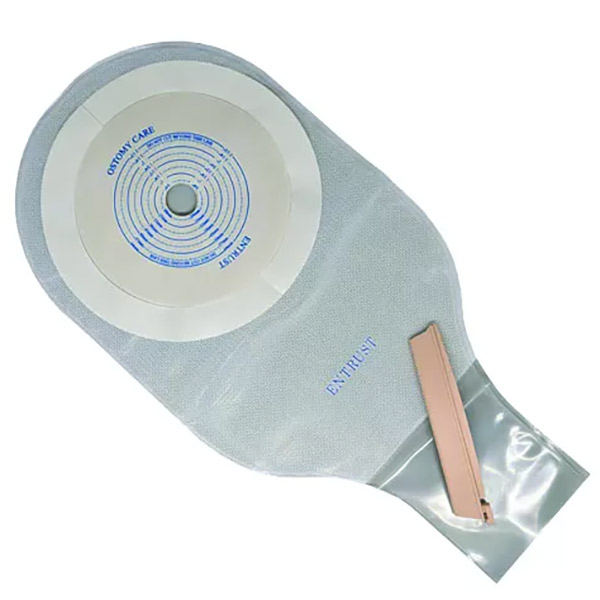 Entrust 12" Drainable Pouch, Transparent, Clip, Extended Wear, Convex, 7/8" PS With Belt Tabs, and One Curved Tail Closure