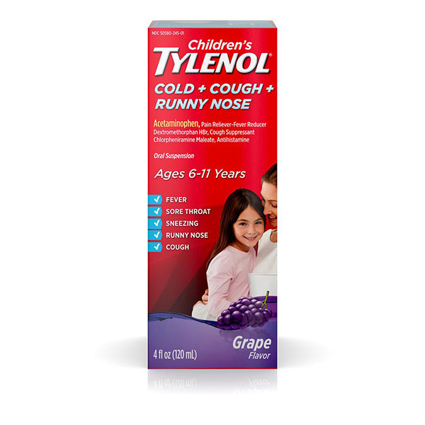 Children's Tylenol Cold + Cough + Runny Nose, Grape Flavor, 4 fl oz