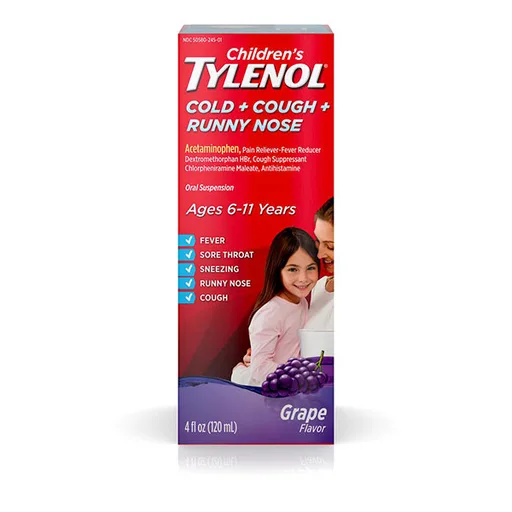 Children's Tylenol Cold + Cough + Runny Nose, Grape Flavor