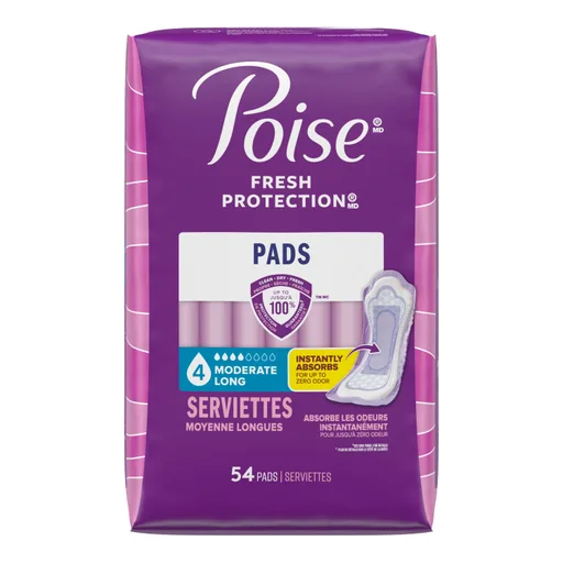 Kimberly Clark Poise® Incontinence Pad, Moderate Absorbency, Long, 12.4"