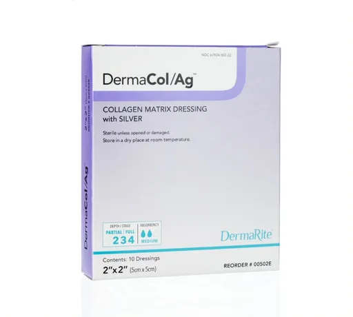 Dermarite DermaCol/Ag Collagen Matrix Wound Dressing with Silver, 2" x 2"