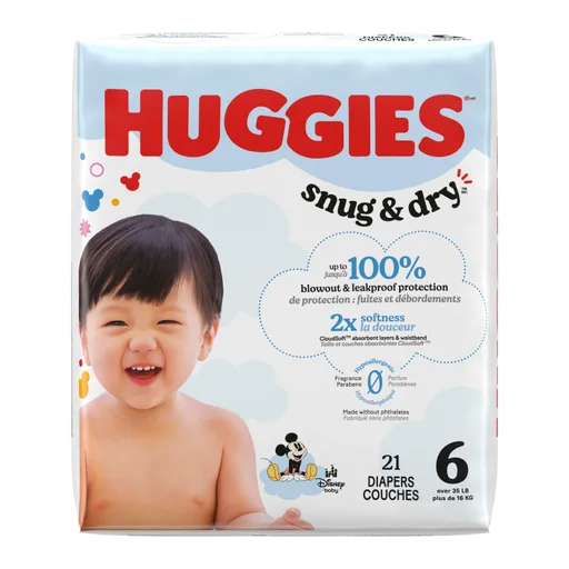 Huggies Snug & Dry Diapers, Jumbo Pack, Size 6, 21 ct