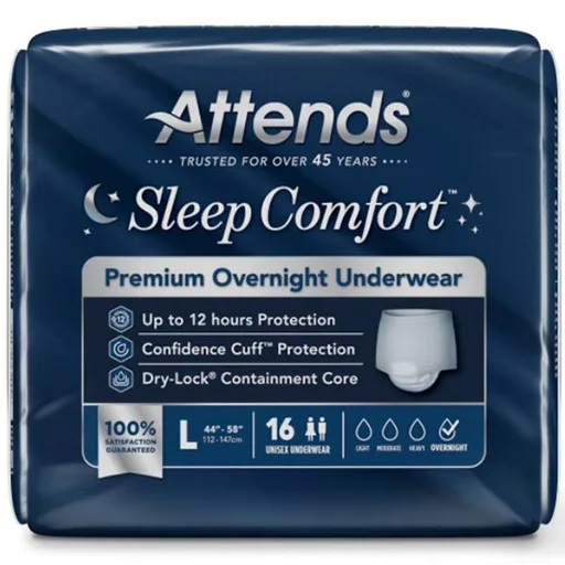 Attends Sleep Comfort Premium Overnight Underwear, Large