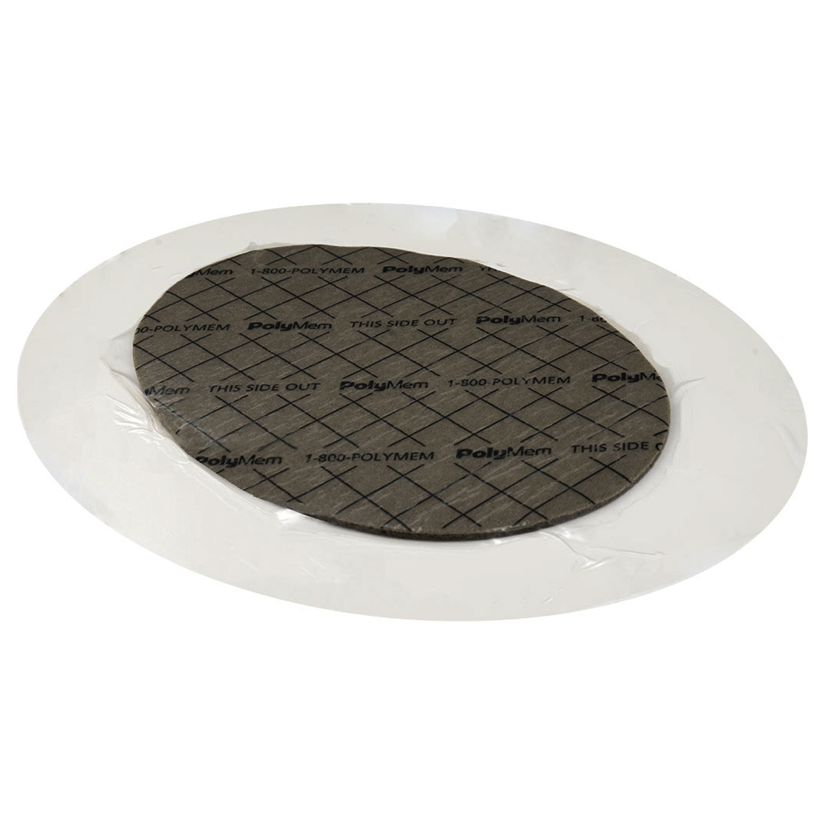 Ferris PolyMem Silver Silicone Border Wound Dressing, Size 5, 5" x 3.5" Oval Adhesive, 3" x 2" Pad