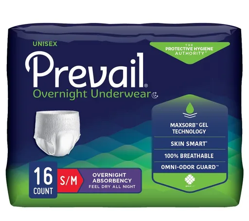 Prevail Unisex Overnight Underwear, Small/Medium