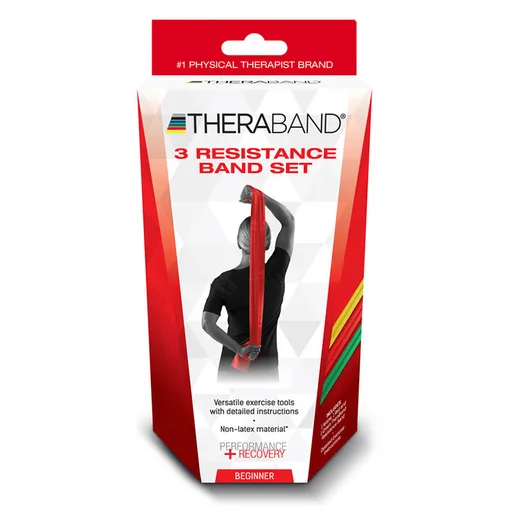 TheraBand Resistance Band, Latex-Free, Beginner Set, Yellow/Red/Green