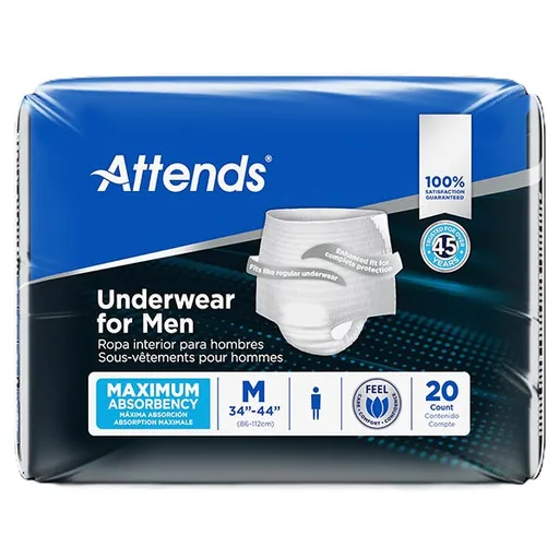 Attends Maximum Men's Underwear, Medium, 20 ct