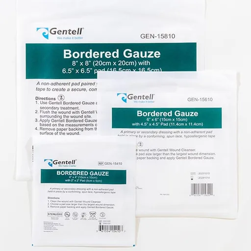 Gentell Bordered Gauze Dressing, 6" x 6"
