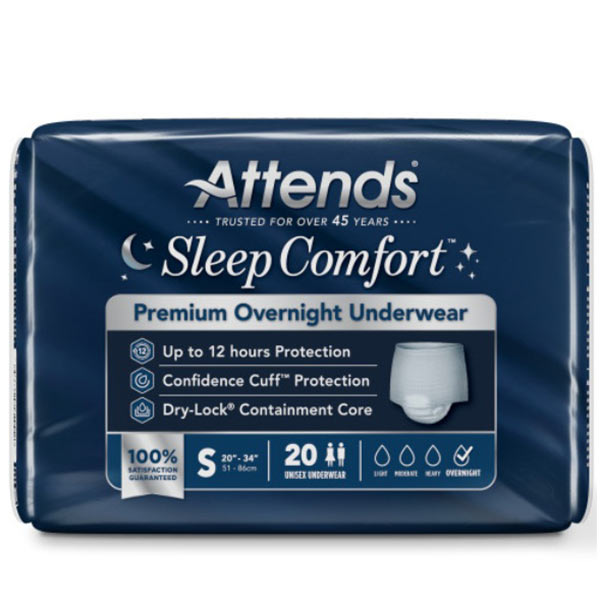 Attends Sleep Comfort Premium Overnight Underwear, Small