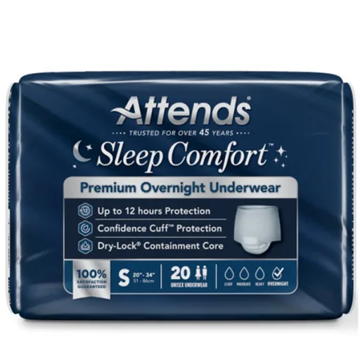 Attends Sleep Comfort Premium Overnight Underwear, Small