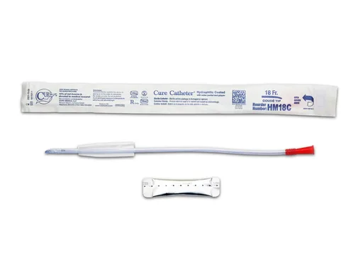 Cure Medical Hydrophilic Cure Catheter, 16” Male, Coude Tip, 18 FR
