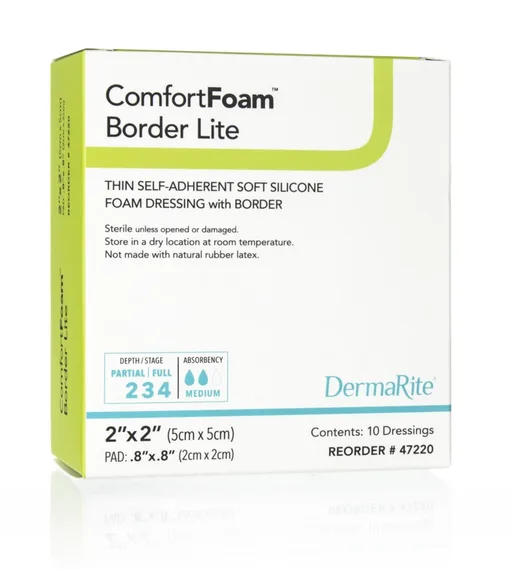 ComfortFoam Silicone Foam Border Lite Dressing, 2" x 2"
