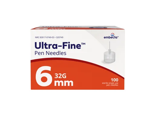 Ultra-Fine™ Micro Pen Needle, 32GA OD x 6mm, 100 Count