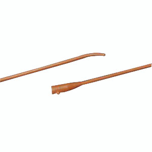 Bard Tiemann Red Rubber Coude Tip Urethral Catheter, Two Eyes, 14Fr 16"