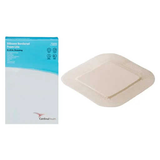 Cardinal Health Kendall Silicone Bordered Lite Foam Dressing, 6" x 6"