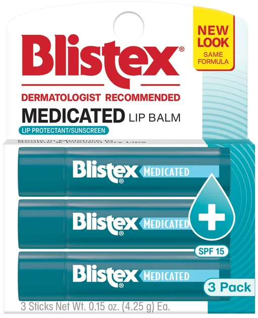 Blistex Medicated Balm, .15 oz, 3 Pack