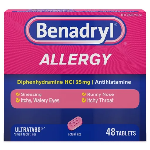 Johnson & Johnson Benadryl Ultratab Allergy Relief Antihistamine Drug, Tablet, 48 Count