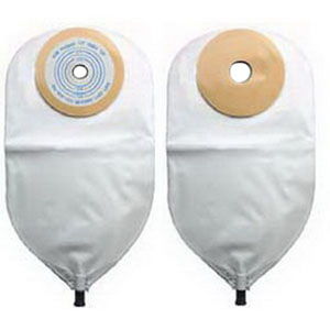 Nu-Hope Laboratories One-piece Post-Op Pre-cut Adult Urinary Pouch 1-1/2" Opening Round, 11" L x 5-3/4" W, 24Oz, 3" Adhesive Foam Pad, Odor-proof, Clear