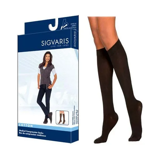 Sigvaris Cotton Comfort Compression Socks, Closed Toe, 20 to 30 mmHg, XL, Long, Black