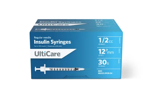Ultimed UltiCare Insulin Syringe 1/2cc, 30G x 1/2" Needle