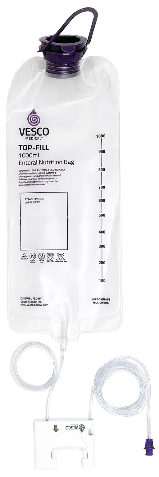 Vesco Medical 1000mL Bag Q Pump Feed Set with ENFit Connector
