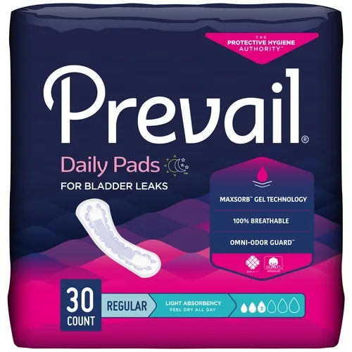 First Quality Prevail Bladder Control Pad, Light Absorbency, 9.25''
