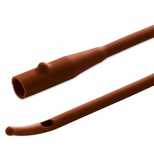 Bardia Red Rubber Urethral Catheter, Coude, 20 Fr 16"