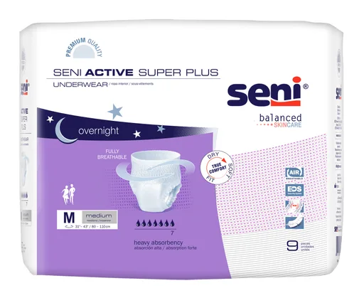 TZMO Seni Active Super Plus Pull-On Underwear, Medium, 9 Count