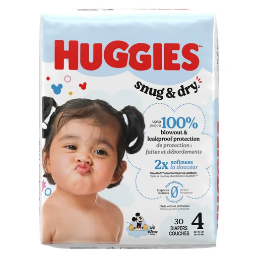 Huggies Snug & Dry Diapers, Jumbo Pack, Size 4, 30 ct