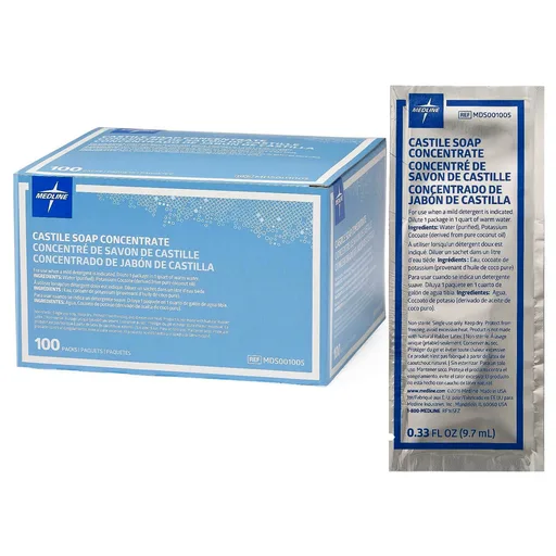Medline Castile Soap Concentrate Cleaning Agent, 9mL Packet