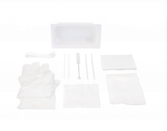 Dynarex Tracheostomy Care Kit with Vinyl Gloves, One Compartment Tray