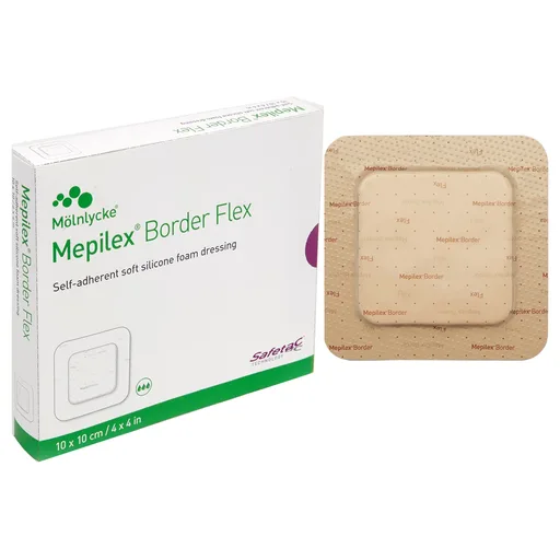 Mepilex Border Flexible Self-Adherent Absorbent Bordered Foam Dressing, 4" x 4"