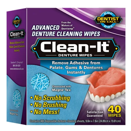 Emerson Dentemp Clean-It Denture Wipe, 40 Count