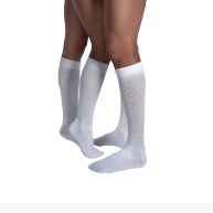 BSN Jobst Unisex ActiveWear Knee-High Firm Compression Socks, Closed Toe, Large Full Calf, White
