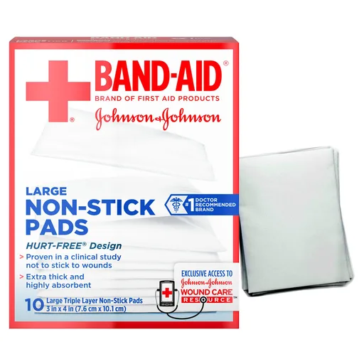 Johnson & Johnson Band-Aid First Aid Non-Stick Pads, Large