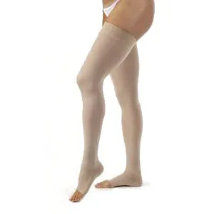 BSN Jobst® For Men Thigh-High Ribbed Firm Compression Stockings, Closed Toe, XL, Khaki