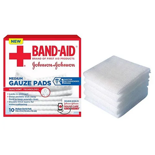 Johnson & Johnson Band-Aid First Aid Gauze Pad, Medium (3" x 3")