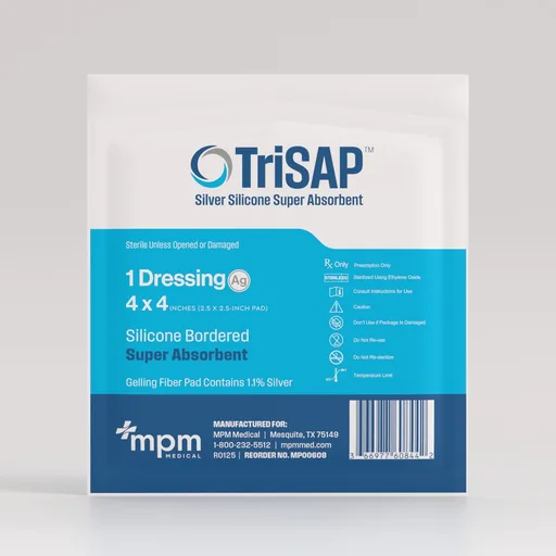 TriSap Ag Silicone Border Dressing with Silver