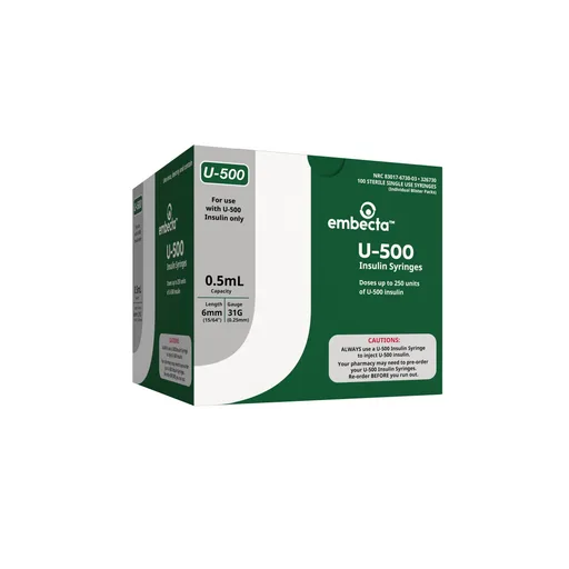 Ultra-Fine™ U-500 Insulin Syringe, 31GA OD x 6mm, 1/2mL Capacity (100 Count)